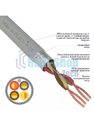 Кабель огнестойкий Rexant КПСЭнг(А)-FRLSLTx 2x2x0,50 мм², бухта 200 м, 01-4937-1