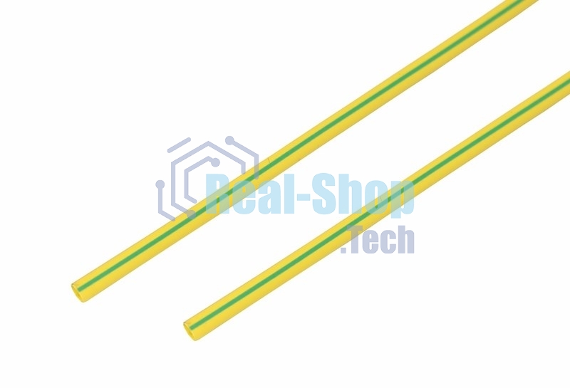 Термоусаживаемая трубка Rexant 4,0/2,0 мм, желто-зеленая, упаковка 50 шт. по 1 м