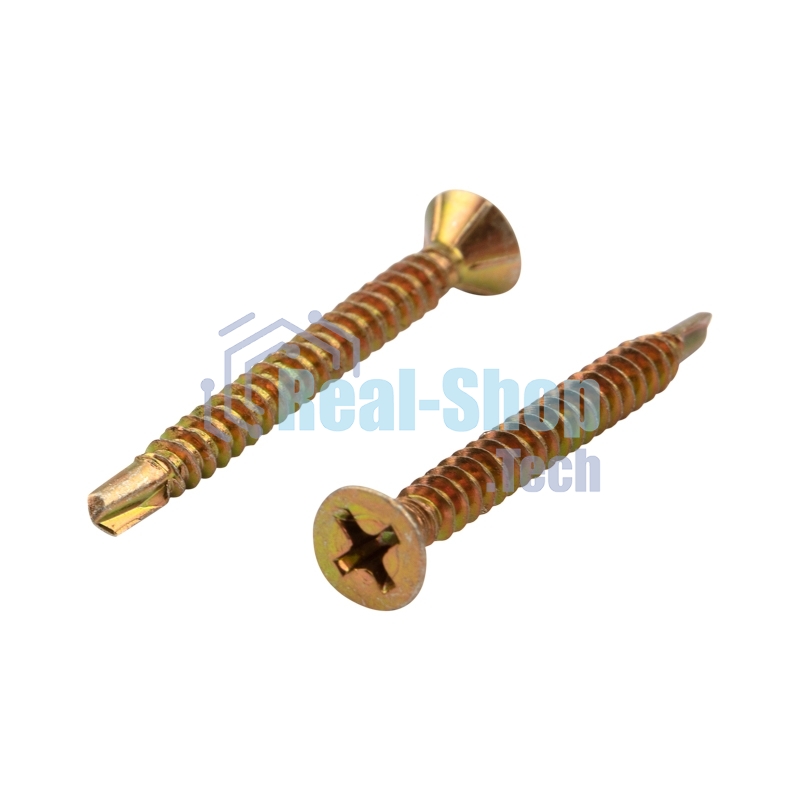 Саморез оконный Kranz сверло, 3.9х38, желтый цинк, короб (500 шт./уп.)