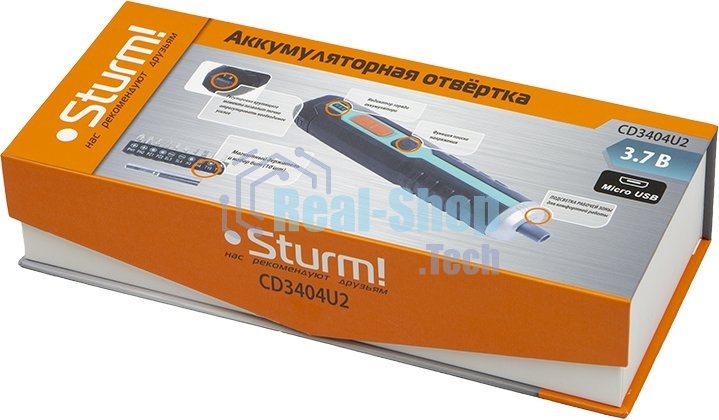 Отвертка аккумуляторная Sturm! CD3404U2,3,6В,micro USB,подсветка,индикат напр,набор бит,без ЗУ