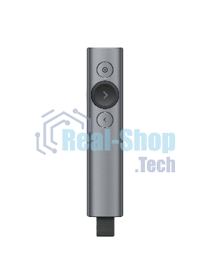 Презентер Logitech Spotlight Slate (серый, Bluetooth/2.4 GHz, перезаряжаемая литий-полимерная батарея 85мА·ч, 3D-акселерометр, гироскоп, кабель для зарядки, чехол) (арт. 910-004867, M/N: R-R0011/C-U0016)