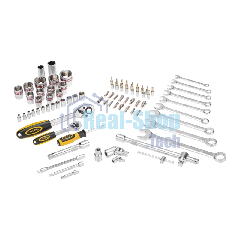 Набор инструментов Kranz 1/2, 1/4, CrV, пластиковый кейс, 82 предмета