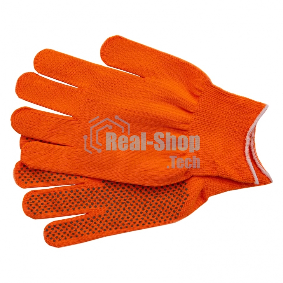 Перчатки из синтетической нити, ПВХ точка, 13 класс, оранжевые, XL Россия