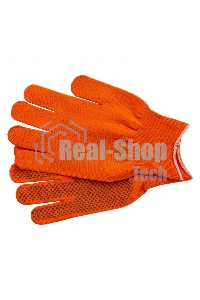 Перчатки из синтетической нити, ПВХ точка, 13 класс, оранжевые, XL Россия