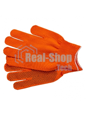 Перчатки из синтетической нити, ПВХ точка, 13 класс, оранжевые, XL Россия