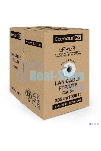 Кабель ExeGate FTP 4 пары кат.5e медь, 24AWG, экран, бухта 305м, серый, PVC