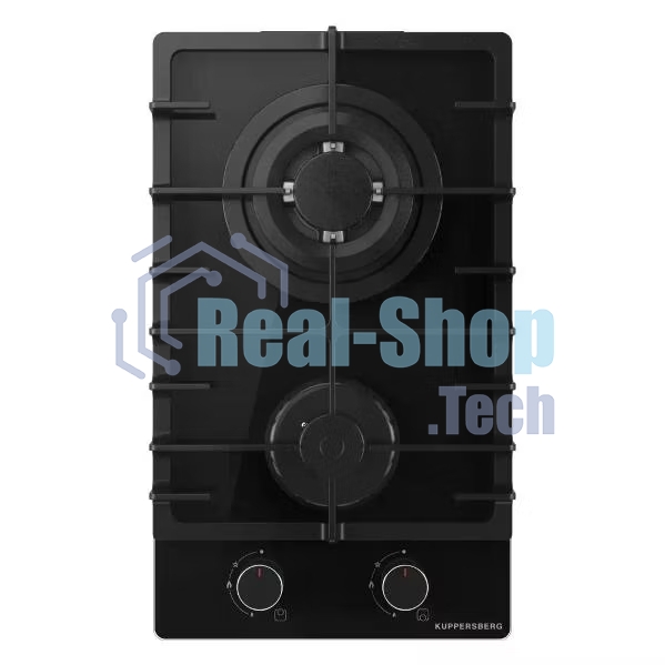 Газовая варочная панель Kuppersberg FG 36 B газ, High-Tech, 30 см, автоматический электроподжиг, газ-контроль, форсунки под сжиженый газ, SABAF конфорки, чугунные решетки, цвет черный, цвет фурнитуры черный