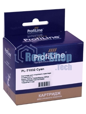 Картридж струйный ProfiLine PL-T1032 для принтеров Epson Stylus TX550/Stylus Office T30/T40/T40W/TX510/TX600/TX600FW/T1100 с чернилами Cyan 11,1 мл
