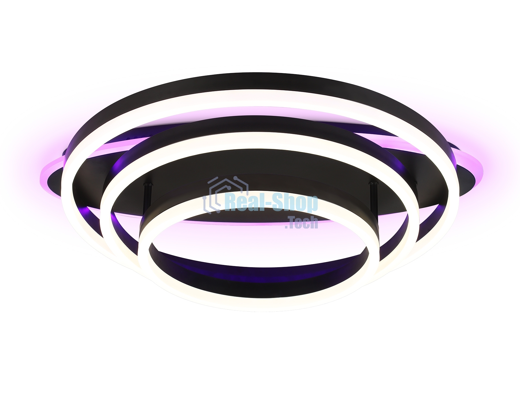 Потолочный светодиодный светильник FA8524 BK черный 146W 3000K-6400K+RGB 560*500*150 (ПДУ РАДИО 2.4G)