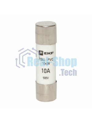 Вставка плавкая цилиндрическая ПВЦ 10х38 10А EKF pvc-10x38-10