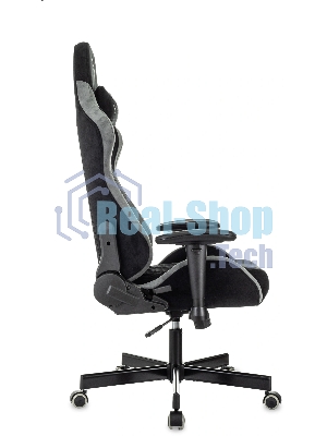 Кресло игровое Knight Regal Fabric черный/серый, иск. замша, крестов. металл