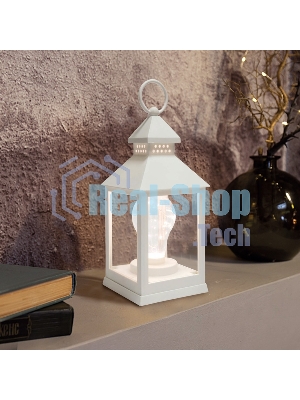 Декоративный фонарь Neon-night с лампочкой, белый корпус, размер 10.5х10.5х24 см, цвет теплый белый