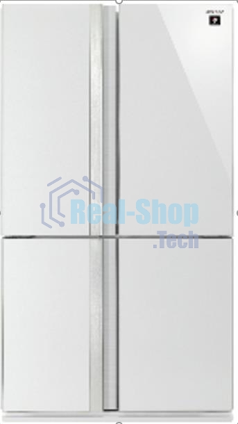 Холодильник Sharp SJGX98PWH белое стекло четырехкамерный 394/211л морозилка снизу
