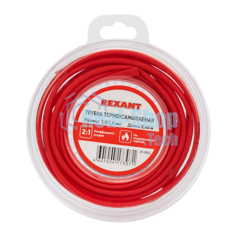 Трубка термоусаживаемая Rexant 3.0/1.5мм красн. ролик 2.44м