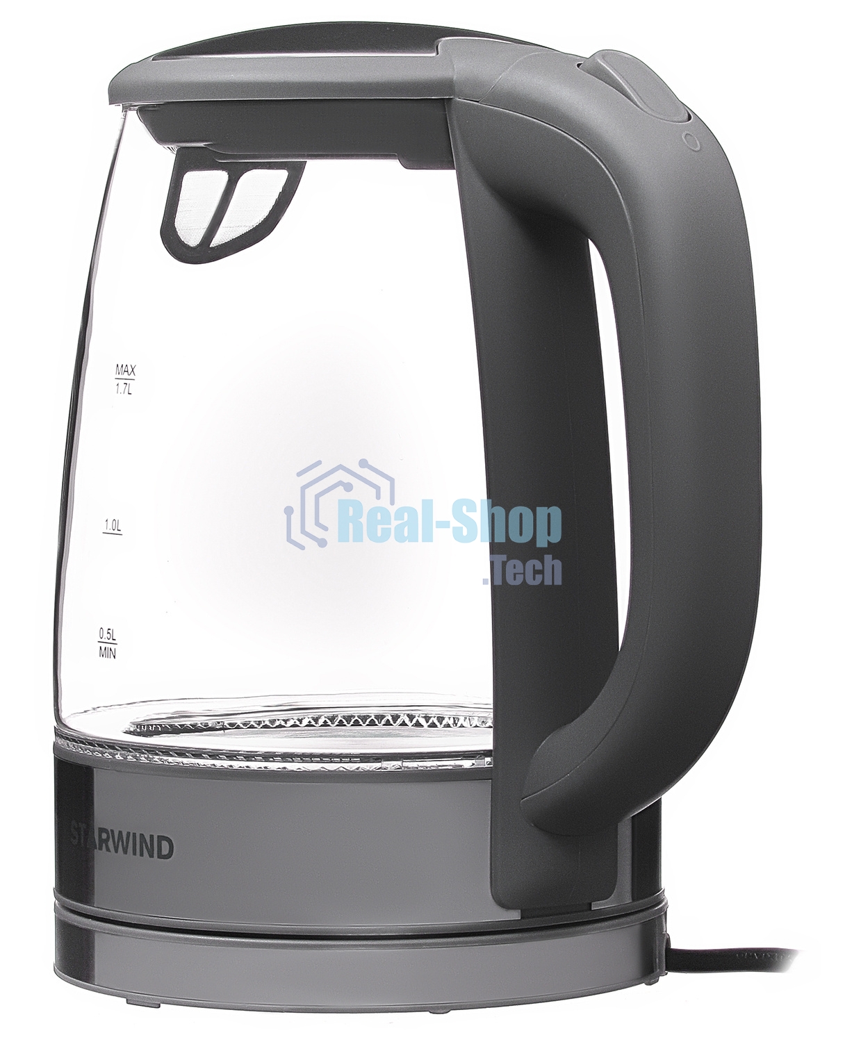 Чайник электрический Starwind SKG2315 1.7л. 2200Вт серый/серебристый (корпус: стекло)