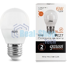 Лампа cветодиодная Gauss LED Elementary Globe 6W E27 2700K Арт.LD53216