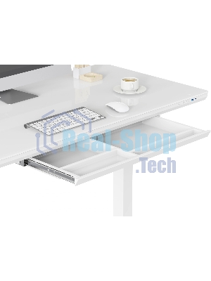 Стол для компьютера Cactus с электроподъемником, столешница стекло белый каркас белый (CS-EGD-WWT)
