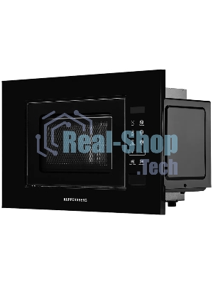 Встраиваемая микроволновая печь Kuppersberg HMW 620 B, объем 20 л, мощность 700 Вт, поворотный стол, High-Tech, 9 автоматических программ, гриль, сенсорное управление, черный
