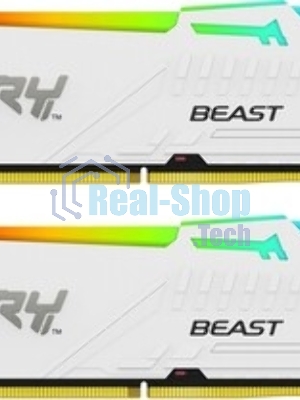 Оперативная память Kingston Fury Beast, DDR5, 64GB (2x32GB), 6000MHz, CL30, DIMM, с радиатором, RGB, белый