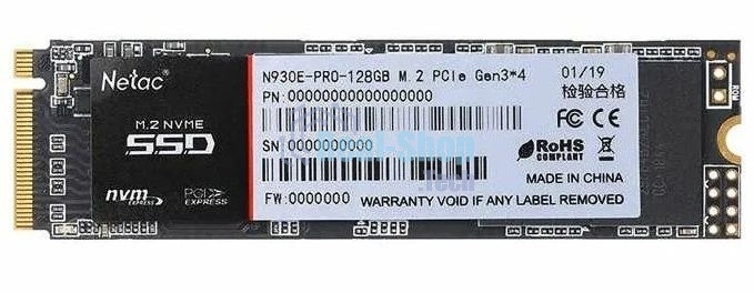 Накопитель SSD Netac N930E Pro, 128Gb, PCIe 3.1 x4, M.2 2280, NVMe, R/W 970/650