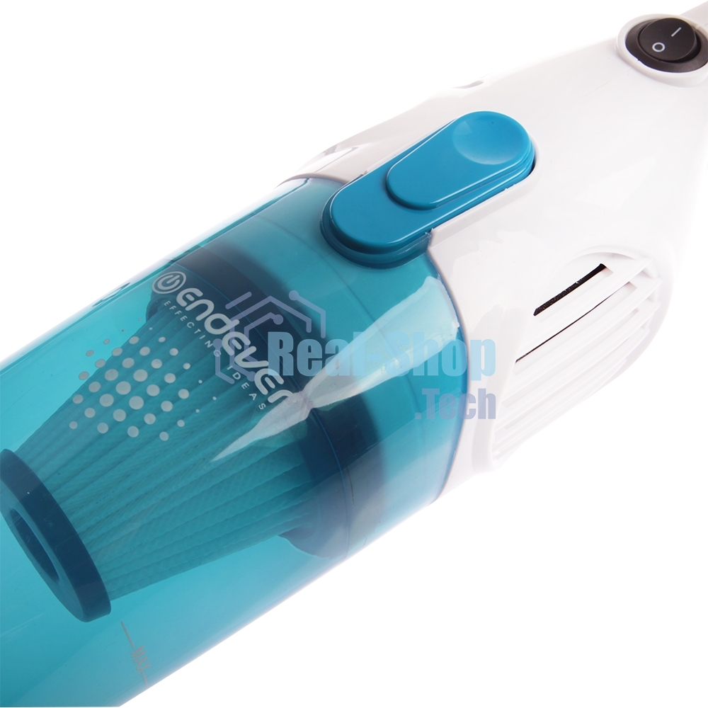 Пылесос вертикальный Endever SkyClean VC-278 белый/голубой, питание от сети, 130 Вт, уборка сухая, пылесборник 1.2 л