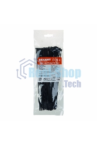 Хомут-стяжка кабельная нейлоновая Rexant 200 x2,5 мм, черная, упаковка 100 шт.