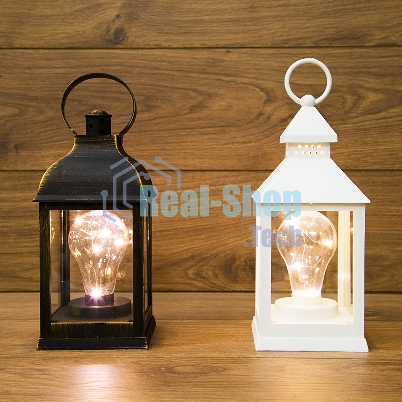 Декоративный фонарь Neon-night с лампочкой, белый корпус, размер 10.5х10.5х24 см, цвет теплый белый