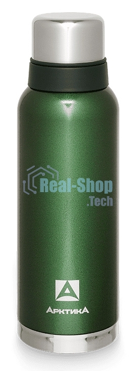 Термос Арктика 106-1200 зеленый, узкое горло 1,2 л, американский дизайн, антивандальное покрытие, две чашки, холод/тепло 32 ч