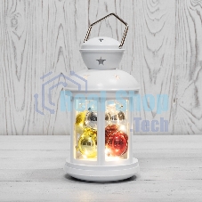 Декоративный фонарь с шариками 12х12х20,6 см, белый корпус, теплый белый цвет свечения Neon-night