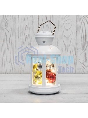 Декоративный фонарь с шариками 12х12х20,6 см, белый корпус, теплый белый цвет свечения Neon-night