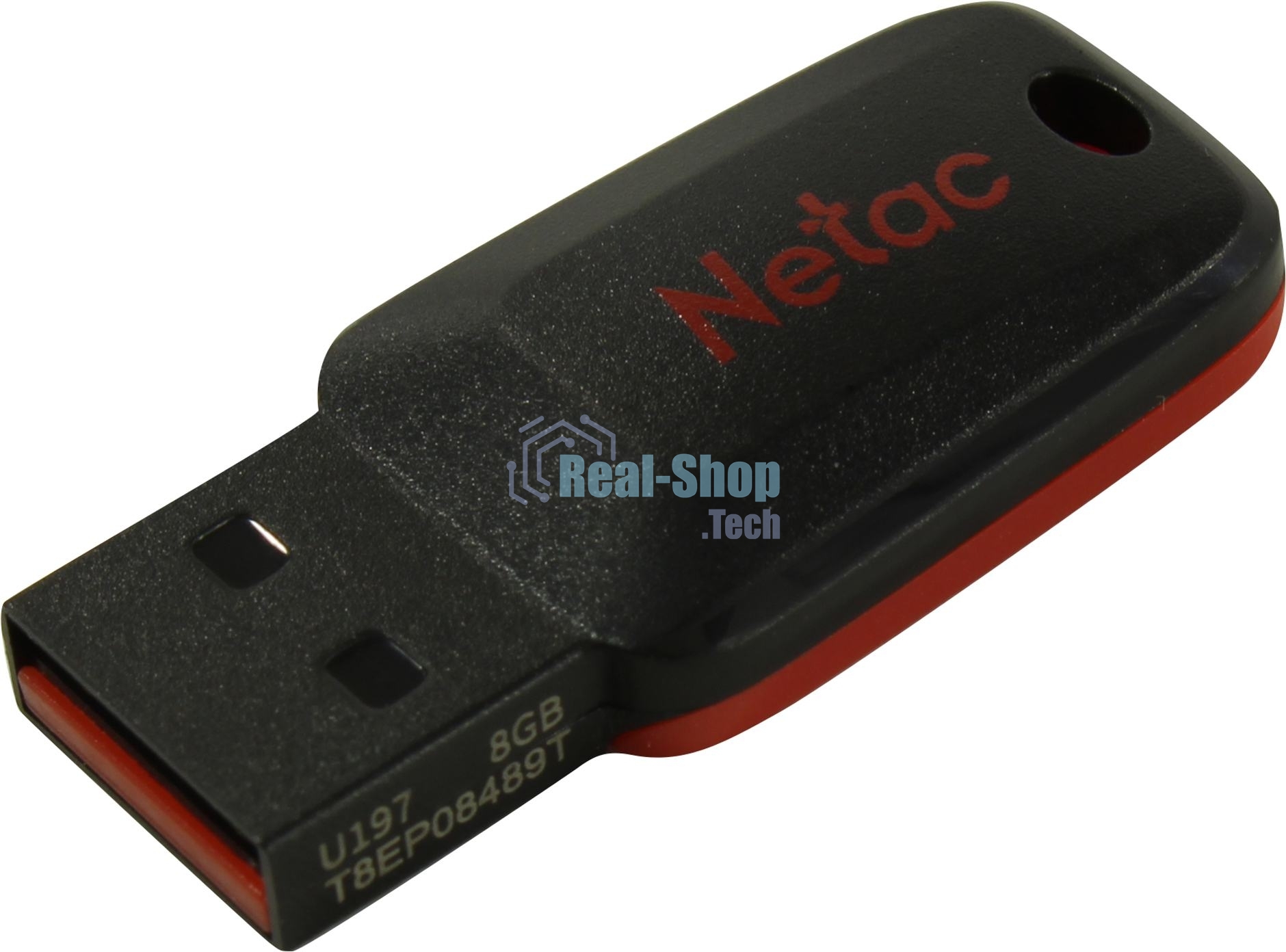 Флешка USB Netac U197 8Gb NT03U197N-008G-20BK, USB 2.0, пластиковая, черная