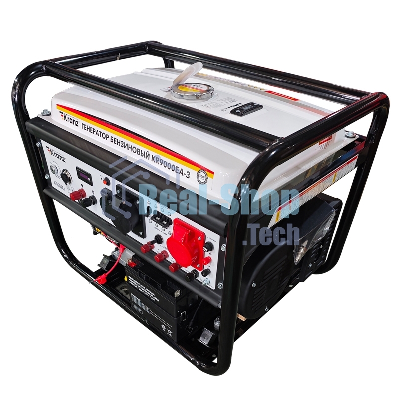 Генератор бензиновый Kranz KR9000EA-3, 9кВт, 230В/380В, 25л, коннектор автоматики, электростартер