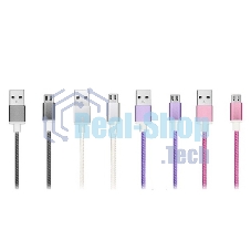 Кабель USB ACD-Style Lightning - USB-A 2-сторонние коннекторы, нейлон, 1м, фиолетовый