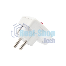 Вилка Евро Rexant угловая с з/к 16А белая с кнопкой