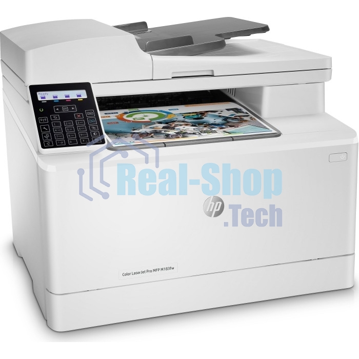 МФУ лазерное HP Color LaserJet Pro M183fw (7KW56A), A4, цветной, печ. до 16 стр/мин., скан. до 15 стр/мин. (ч/б) 8 стр/мин. (цвет), 600 x 600 dpi (печать) 1200x1200dpi (скан.), USB, RJ-45, Wi-Fi, Air Print, Mopria