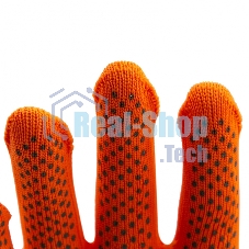 Перчатки из синтетической нити, ПВХ точка, 13 класс, оранжевые, XL Россия
