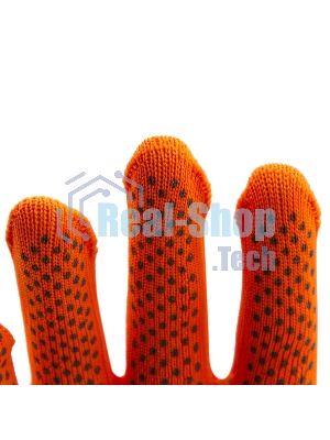 Перчатки из синтетической нити, ПВХ точка, 13 класс, оранжевые, XL Россия