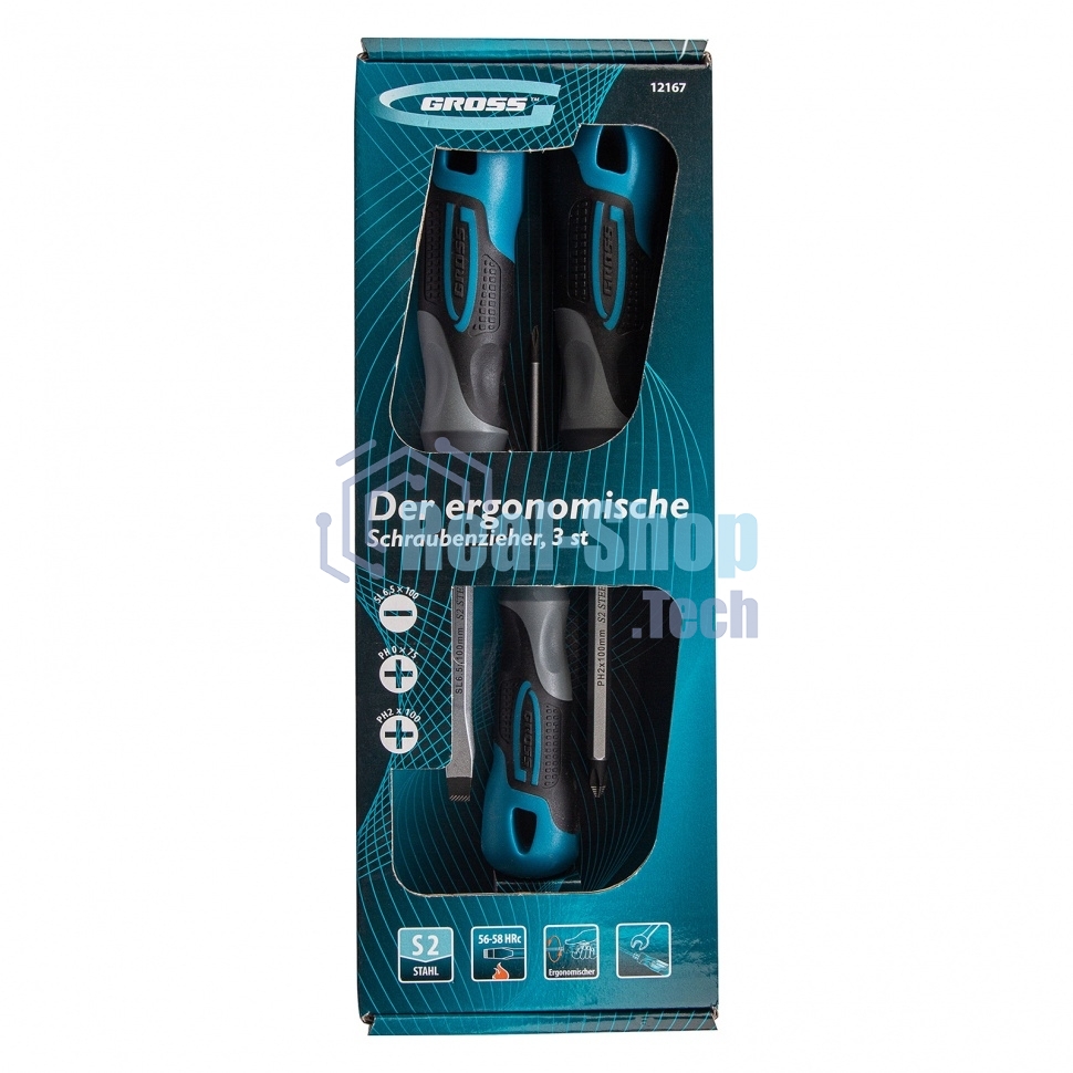 Набор отверток Gross 12167 комбинированный 3 шт, S2, трехкомпонентная рукоятка