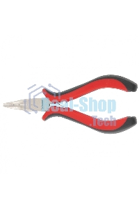 Длинногубцы Matrix Mini, 130 мм, никелированные, изогнутые, авторазжим, двухкомпонентные рукоятки