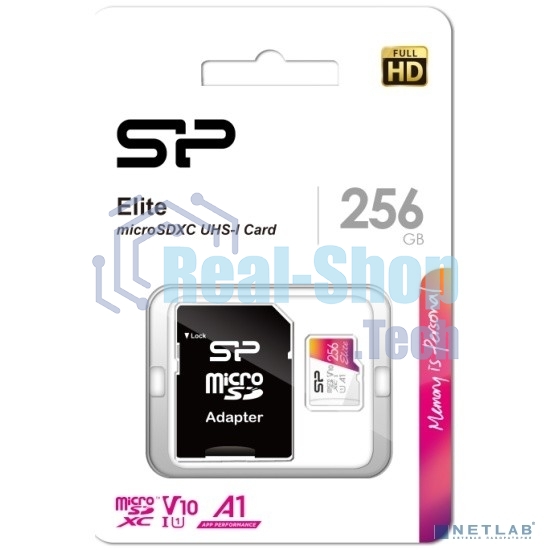 Флеш карта microSD 256Gb Silicon Power Elite A1 microSDXC Class 10 UHS-I U3 100 Mb/s (SD адаптер)