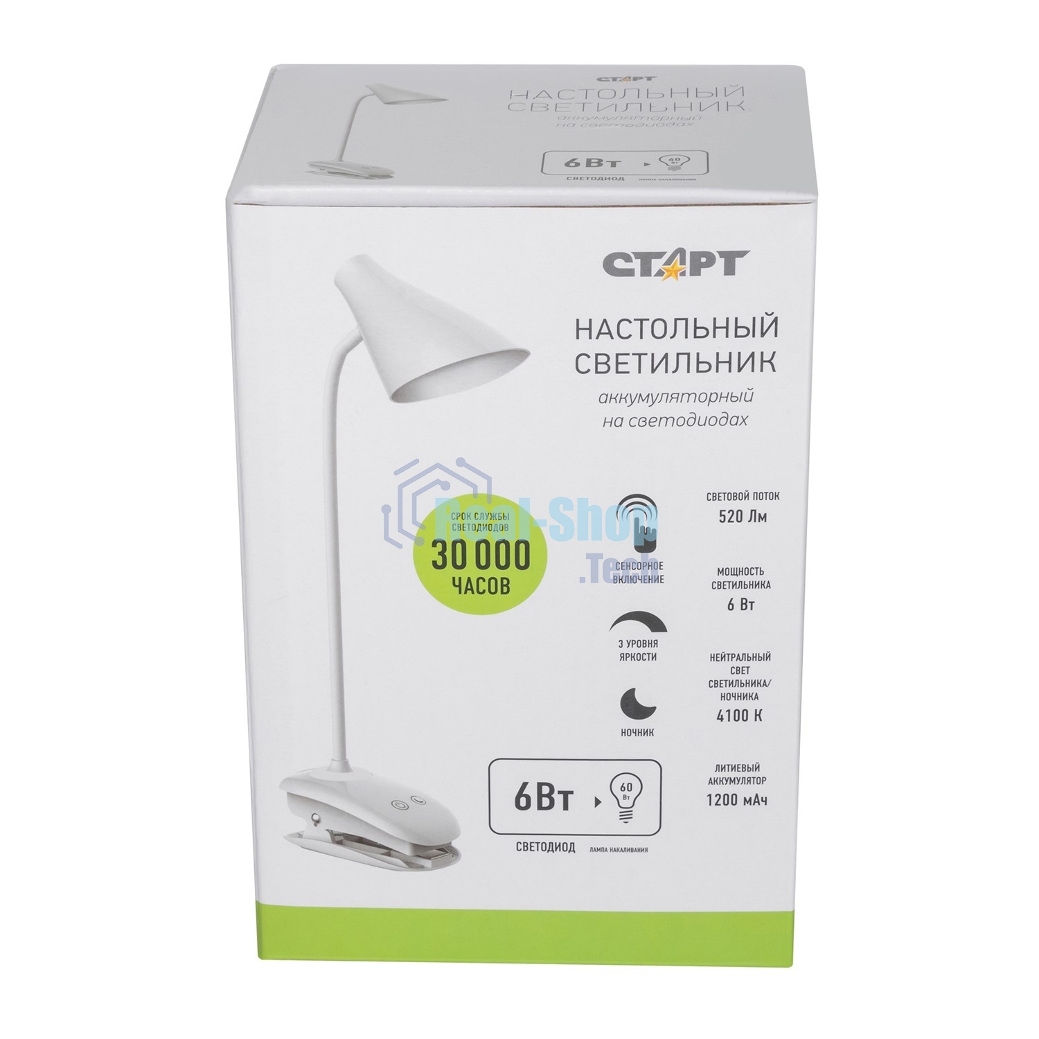 Светильник настольный СТАРТ CT93, 6Вт, 520Лм, 4100K, 1.2м, белый
