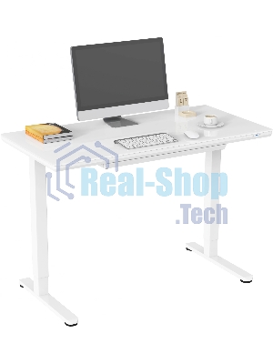 Стол для компьютера Cactus с электроподъемником, столешница стекло белый каркас белый (CS-EGD-WWT)