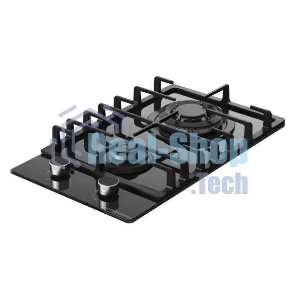 Газовая варочная панель Kuppersberg FG 36 B газ, High-Tech, 30 см, автоматический электроподжиг, газ-контроль, форсунки под сжиженый газ, SABAF конфорки, чугунные решетки, цвет черный, цвет фурнитуры черный