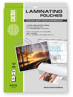 Пленка для ламинирования Cactus 125мкм A4 (25шт) матовая 216x303мм CS-LPMА412525