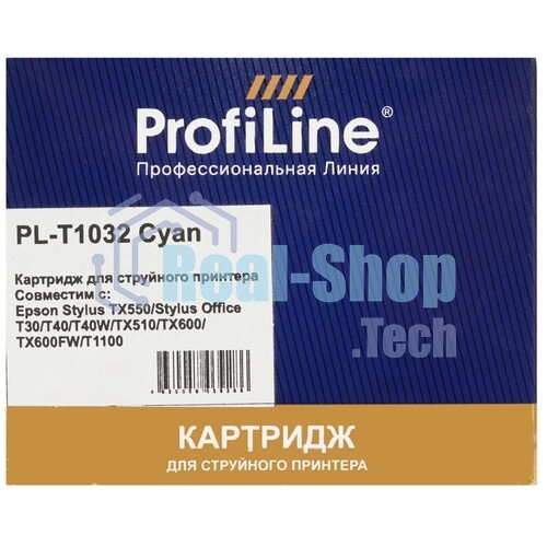 Картридж струйный ProfiLine PL-T1032 для принтеров Epson Stylus TX550/Stylus Office T30/T40/T40W/TX510/TX600/TX600FW/T1100 с чернилами Cyan 11,1 мл