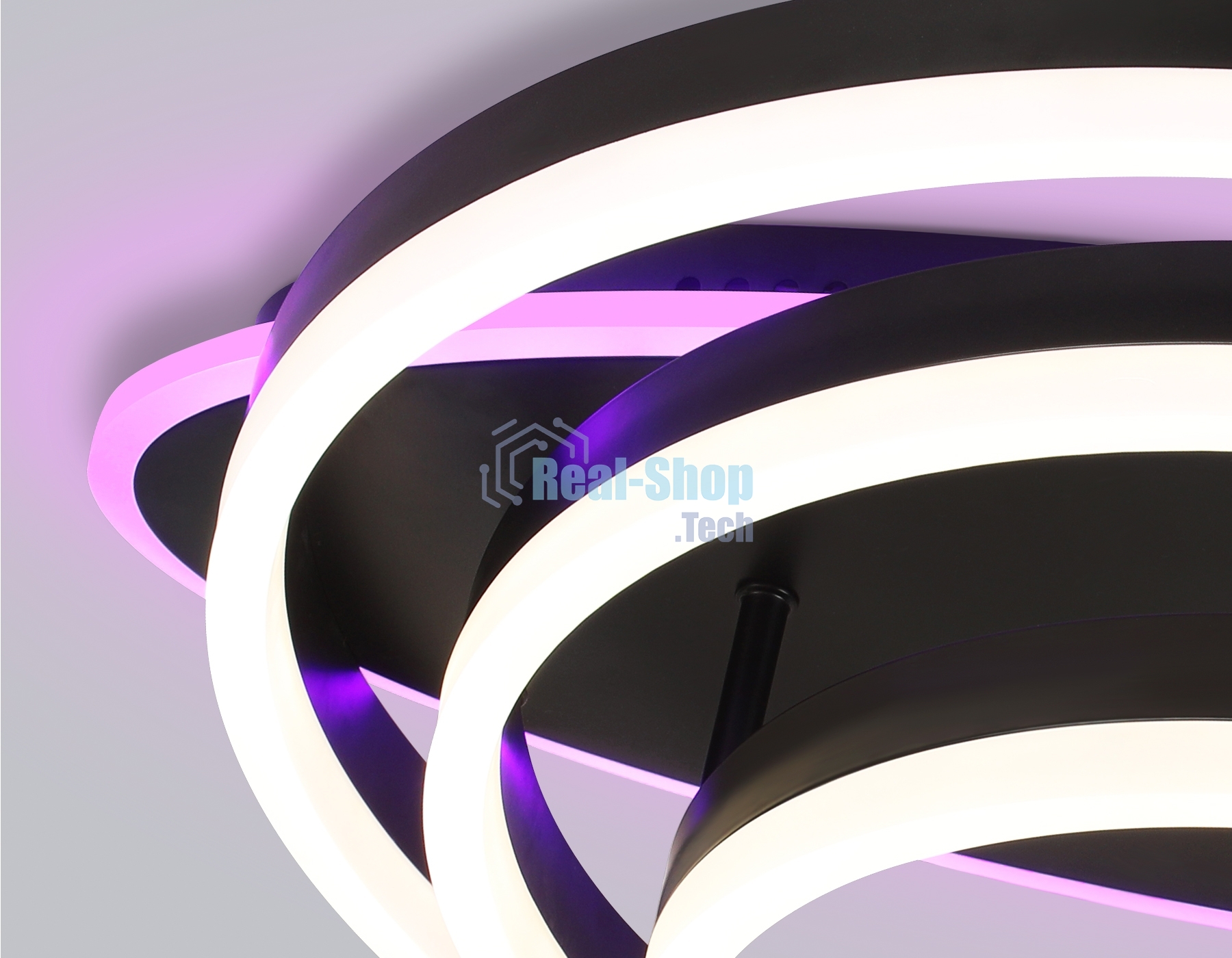 Потолочный светодиодный светильник FA8524 BK черный 146W 3000K-6400K+RGB 560*500*150 (ПДУ РАДИО 2.4G)