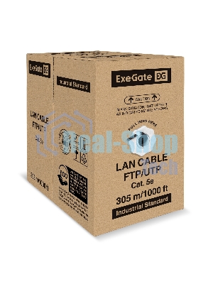 Кабель ExeGate Special UTP4-C5e-CCA-S24-OUT-PE-BK-305 UTP 4 пары кат.5e CCA, 0.48мм (24AWG), внешн., без троса, 305м, черн., PE