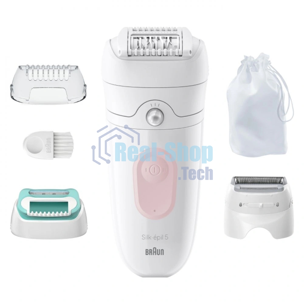 Эпилятор Braun SE5-050 скор.:2 насад.:4 от электр.сети от аккум. белый/розовый
