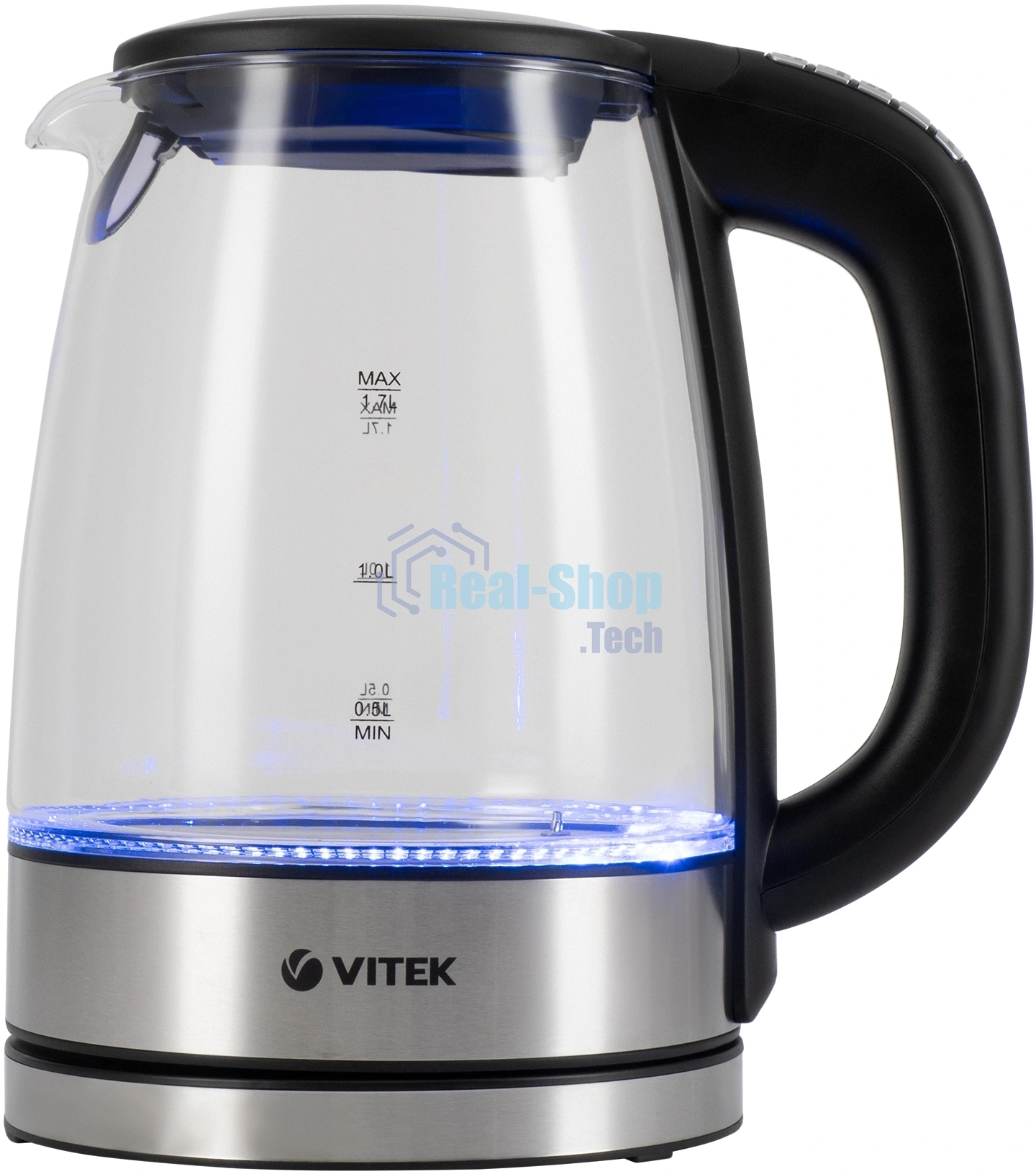 Чайник электрический Vitek VT-8828 1.7 л, 2200 Вт, серебристый корпус: стекло/металл