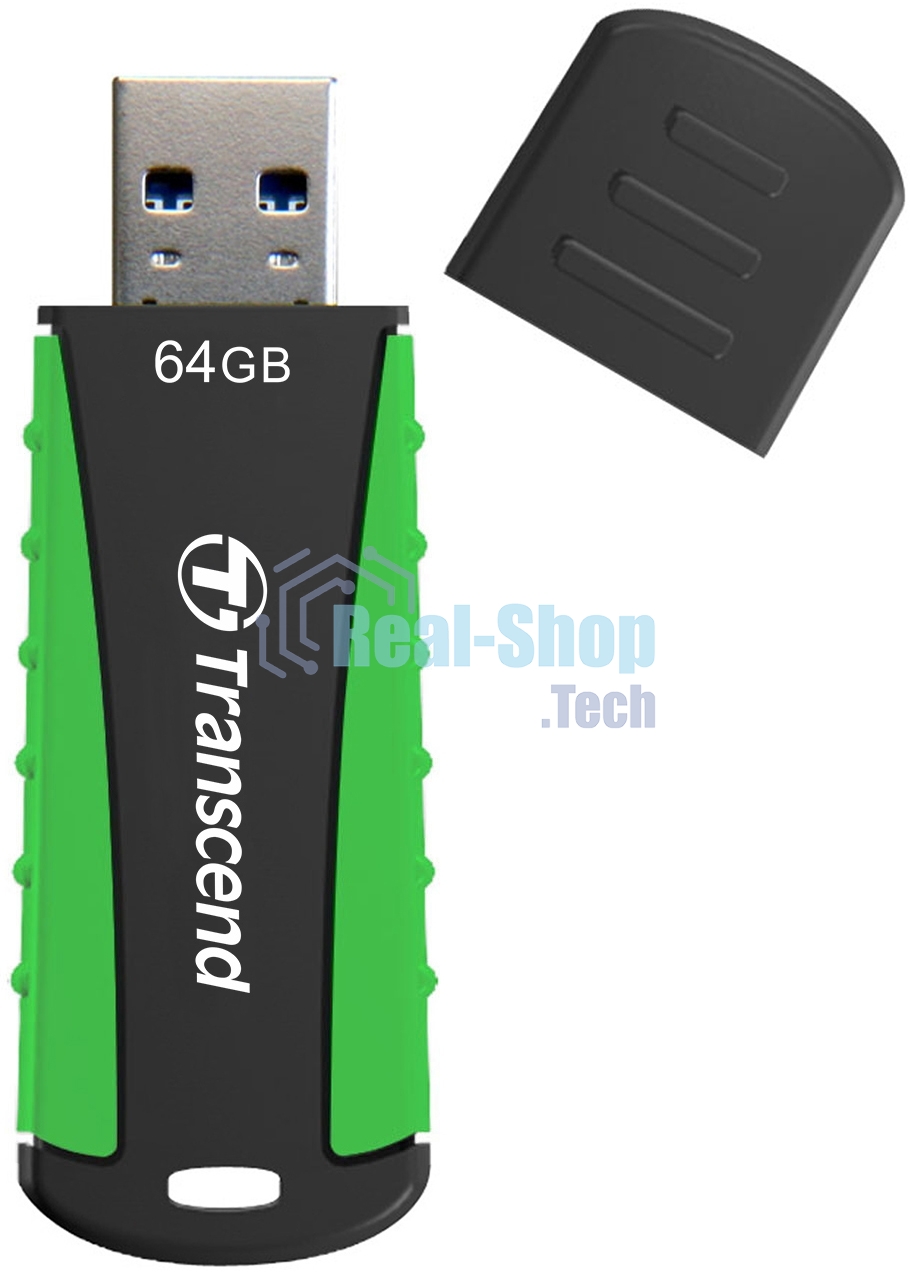 Флешка USB Transcend JetFlash 810 (TS64GJF810), 64Gb, USB 3.0, R/W 100/40, черный/зеленый